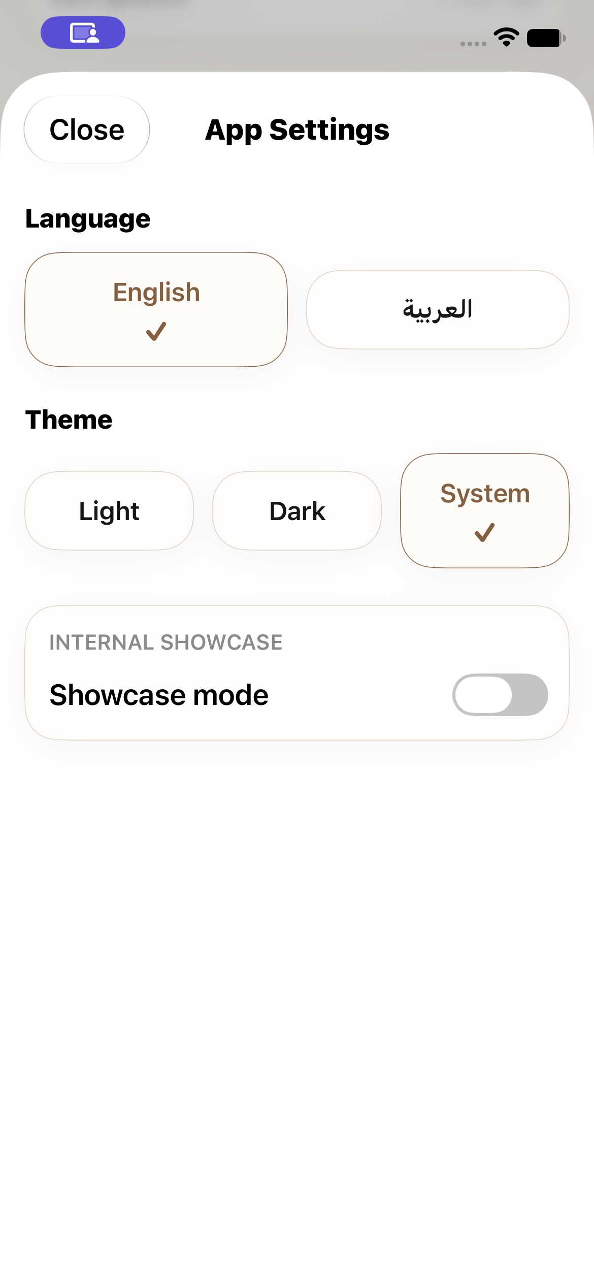 Foodle TestFlight profile and settings screen showing app preferences